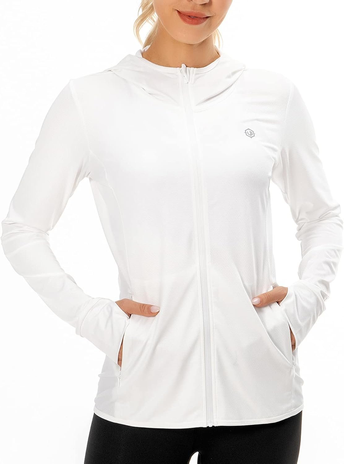 Lightbare Women's UPF 50+ Full Zip Hoodie - modest workout hoodie for women