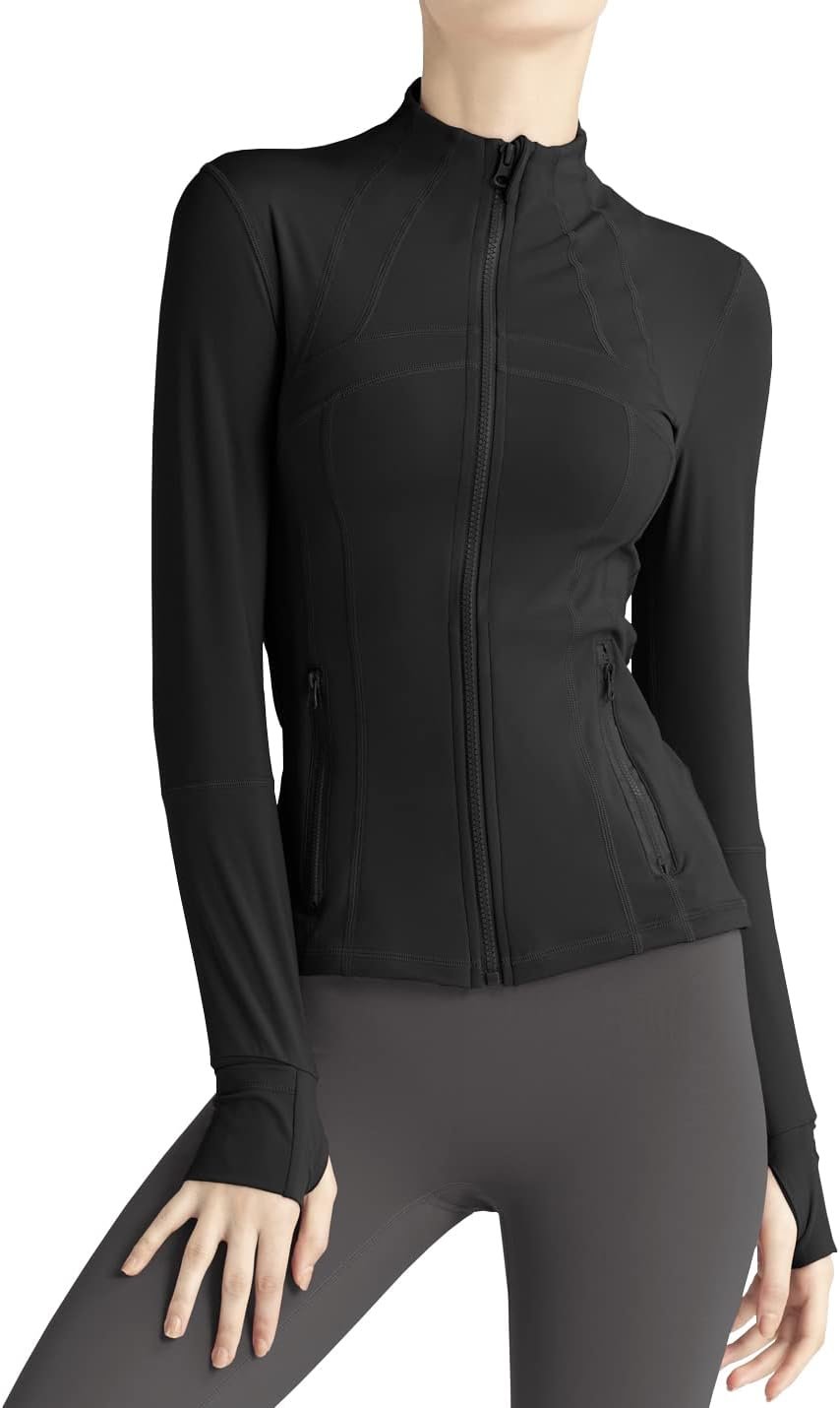 Locachy Women's Slim Fit Full Zip Athletic Jacket - modest workout hoodie for women