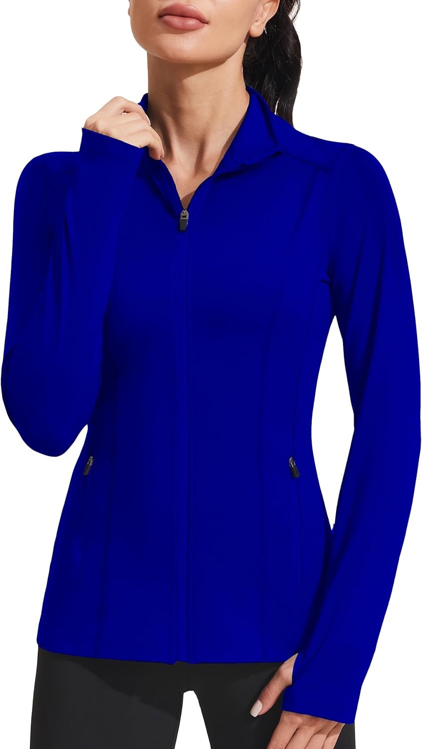 Pinspark Women's Athletic Full Zip Workout Jacket - modest workout hoodie for women
